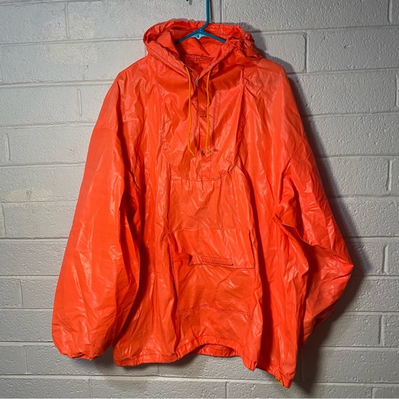 Handmade Windbreaker Jacket with Patches Neon Orange Pullover Pocket Hoodie - Picture 16 of 16
